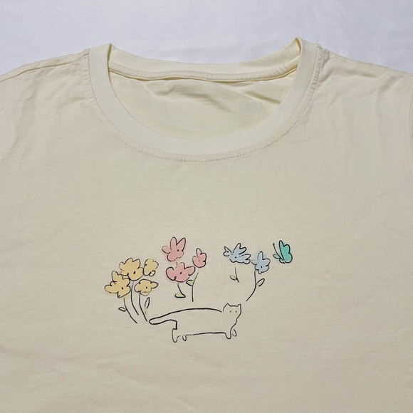 Eternal Summer Cat Print Short Sleeve T-shirt - Picture 5 of 9